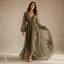 Women's Wedding Guest Floral Embroidered Deep V-Neck Maxi Dress