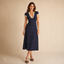 Women's Classic Polka Dot Scalloped Neckline Midi Dress