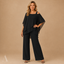 Women's Cold Shoulder Cape Top Wide Leg Pants Set