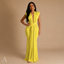 Women's Draped Deep V-Neck Sleeveless Bodycon Maxi Dress