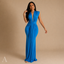 Women's Draped Deep V-Neck Sleeveless Bodycon Maxi Dress