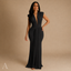 Women's Draped Deep V-Neck Sleeveless Bodycon Maxi Dress