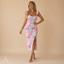 Women's Floral Side Slit Midi Summer Dress