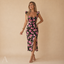 Women's Floral Side Slit Midi Summer Dress