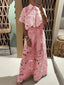 Women's Floral Two Piece Top And Wide Leg Pants Set - VIP
