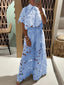 Women's Floral Two Piece Top And Wide Leg Pants Set - VIP