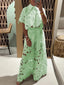 Women's Floral Two Piece Top And Wide Leg Pants Set - VIP