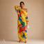 Women's Flowy One-Shoulder Abstract Print Draped Sleeve Maxi Dress