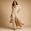 Women's One-Shoulder Long Sleeve Side Slit Flowy Maxi Dress