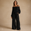 Women's Open-Knit Off-Shoulder Top Wide-Leg Trousers Two-Piece Set - VIP