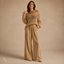 Women's Open-Knit Off-Shoulder Top Wide-Leg Trousers Two-Piece Set - VIP
