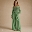 Women's Open-Knit Off-Shoulder Top Wide-Leg Trousers Two-Piece Set - VIP