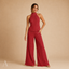 Women's Pleated Halter Crop Top Wide Leg Pants Set