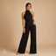 Women's Pleated Halter Crop Top Wide Leg Pants Set