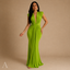 Women's Draped Deep V-Neck Sleeveless Bodycon Maxi Dress