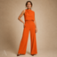 Women's Sleeveless High-Neck Wide-Leg with Pockets Formal Jumpsuit