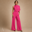 Women's Sleeveless High-Neck Wide-Leg with Pockets Formal Jumpsuit