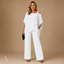 Women's Cold Shoulder Cape Top Wide Leg Pants Set