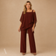 Women's Cold Shoulder Cape Top Wide Leg Pants Set