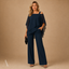 Women's Cold Shoulder Cape Top Wide Leg Pants Set